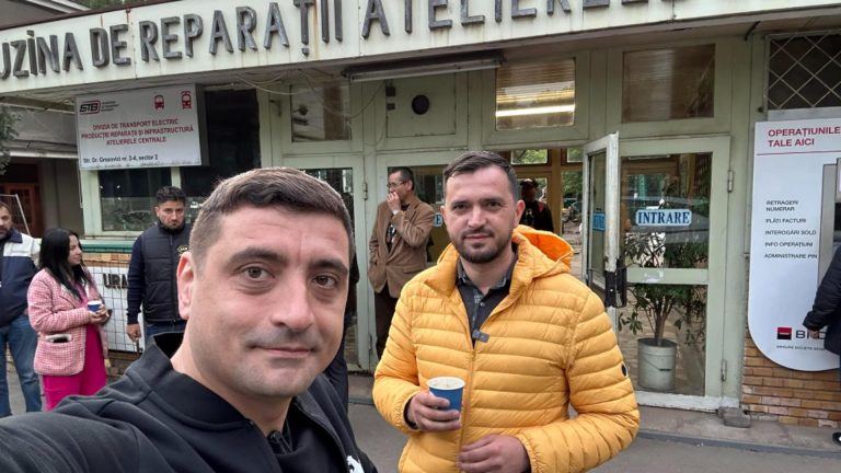George Simion, în vizită la Depoul Dudești pentru a discuta despre problemele angajaților STB