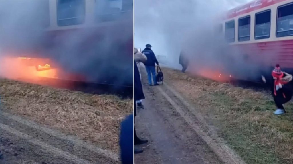 Panică într-un tren din România: a luat foc în mers! Călătorii au sărit din vagoane să se salveze - VIDEO