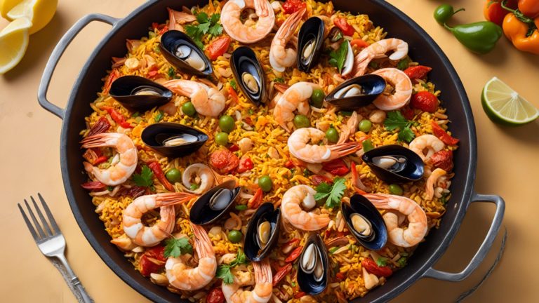 Paella cu fructe de mare. Un preparat bogat în proteine de bună calitate