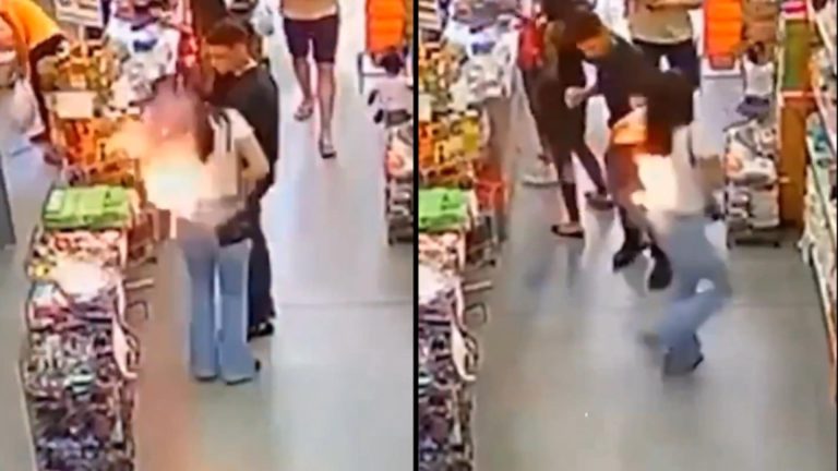 VIDEO. Momentul în care telefonul explodează în buzunarul pantalonilor unei femei. Modelul de telefon, popular printre români