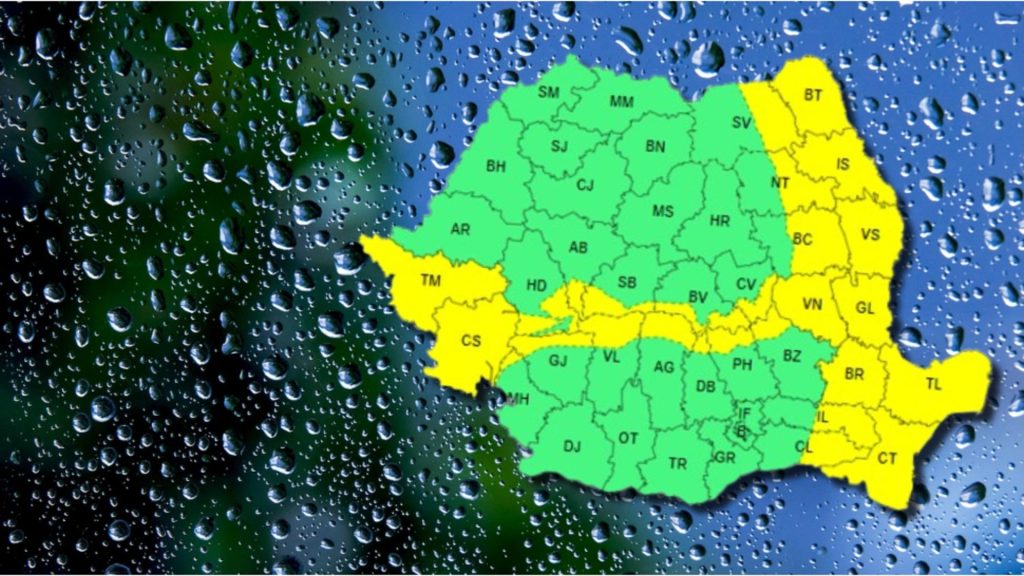 ALERTĂ ANM de vreme rea în România! Cod galben de ploi torențiale și vijelii. Care sunt județele vizate