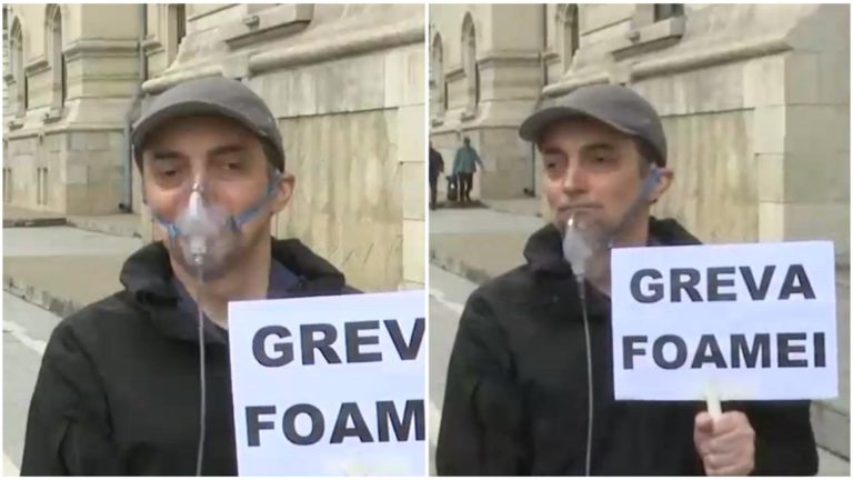Bărbat în greva foamei la ușa lui Nicușor Dan: ”Un om care are două dosare penale nu poate fi președintele României”
