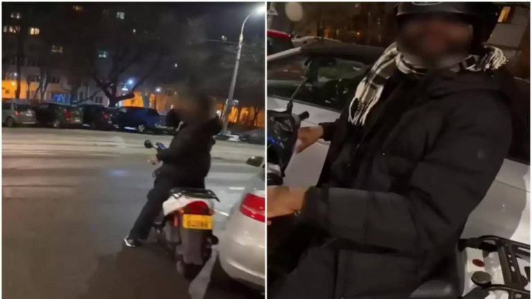 Scene revoltătoare pe un bulevard din București: un livrator asiatic îi cere unui motociclist să-l învețe să conducă pentru că nu are permis - VIDEO
