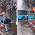 Incendiu în Capitală. Un autobuz STB a luat foc la Autobaza Nordului. VIDEO