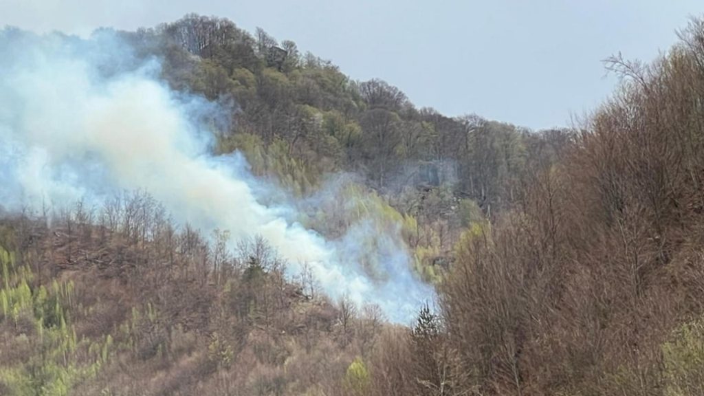 Incendiu devastator de vegetație în Argeș. Suprafața afectată este de 24 de hectare - elicopterul Black Hawk a intervenit în misiunea de stingere a focului