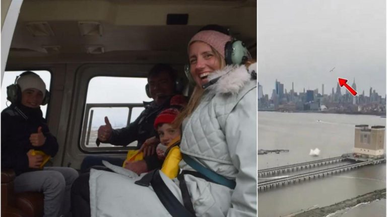 Imagini cu momentul în care un elicopter a căzut în râul Hudson. O familie de spanioli și pilotul au murit după ce elicea s-a desprins în aer și coada s-a rupt