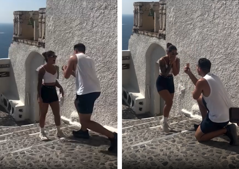 Cererea în căsătorie în Santorini: O poveste de neuitat și amuzantă din inima Greciei