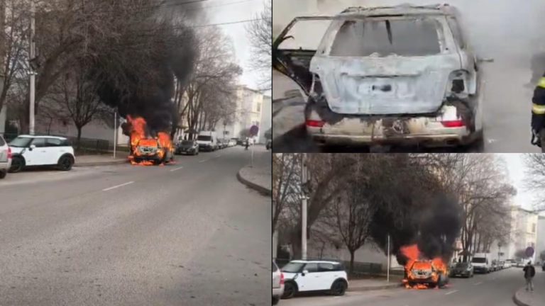 Incendiu devastator în municipiul Vaslui. O mașină a fost mistuită de flăcări - VIDEO