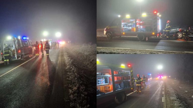 Carambol cu patru mașini în județul Arad. O persoană a murit, iar alte cinci au fost rănite