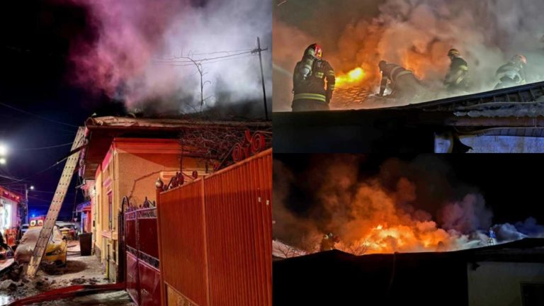 Incendiu masiv în Giurgiu provocat de un scurtcircuit. Patru case de pe două străzi, mistuite de flăcări -VIDEO