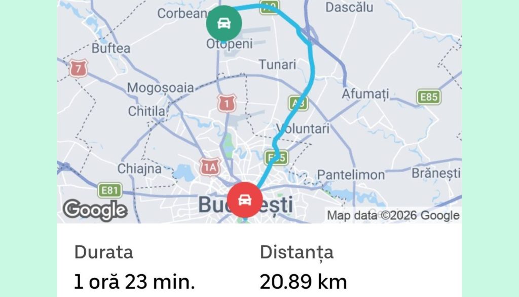 Controversă în ridesharing: Cât a plătit un client Uber pentru o cursă între București și aeroportul Otopeni?