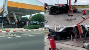 Accident grav în Dolj: Impact devastator între două mașini la o benzinărie